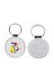 Breloc Rotund Din Piele Ariel Glitter Argintiu