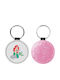 Leder Schlüsselanhänger Rund Ariel Glitter Rosa