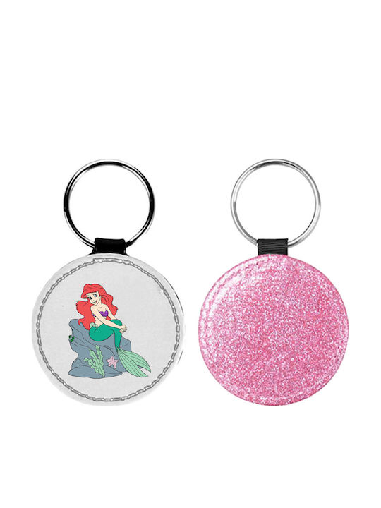 Δερμάτινο Μπρελόκ Στρογγυλό Ariel Glitter Ροζ