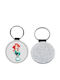 Leather Round Keychain Ariel Glitter Silver