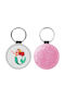 Leather Round Keychain Ariel Glitter Pink