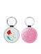 Leather Round Keychain Ariel Glitter Pink