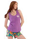 Vienetta Secret Summer Women's Cotton Purple Pyjama Set