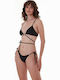 Set Bikini Triunghi și Șir De Caractere Negru
