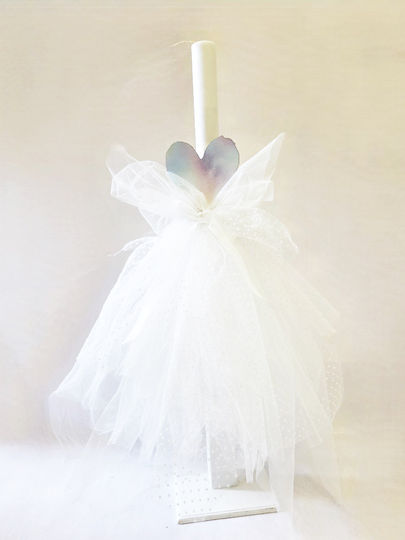 LiebeQueen Christening Candle with Heart Subject