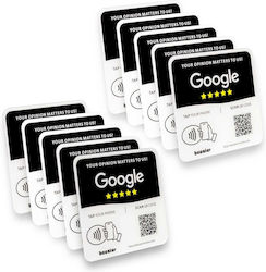 Tap Google Review Plate Tap Instant Reviews Compatible All Phones Reusable Smart Tap Nfc & Qr 12 X 12 Cm Mount Anywhere 3m Adhesive 10-pack