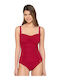 One Piece Swimsuit with Light Padding Burgundy