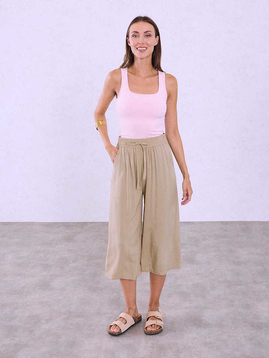 Celestino Zip-Culottes Baumwollstoff Loose Fit ...
