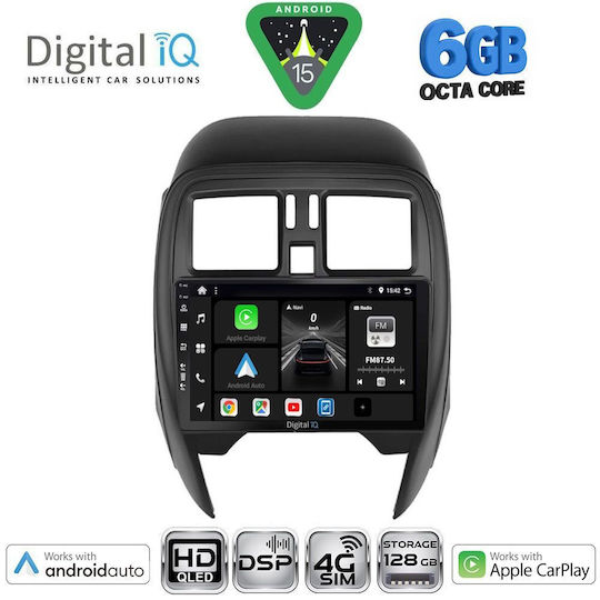 Digital IQ Car Audio System for Nissan Micra 2014-2017 Bluetooth USB WiFi GPS Apple CarPlay Android Auto with 9" Touch Screen