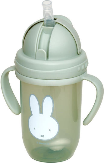 Miffy Παιδικό Ποτηράκι με Χερούλι και Καλαμάκι από Πλαστικό Πράσινο 260ml για 6m+