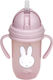 Miffy Children’s Cup with Handle and Straw from Plastic Pink 260ml for 6m+