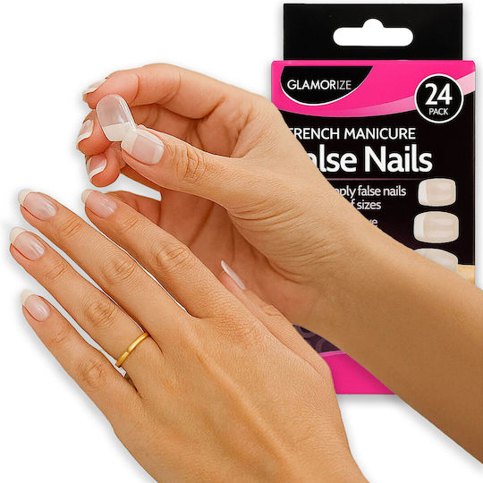 Glamorize Stick-on Tips за Нокти Френски в Оранжев Цвят 24бр
