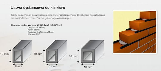 Bandă distanțieră cărămidă clinker 8*10mm 2m SL L8*10