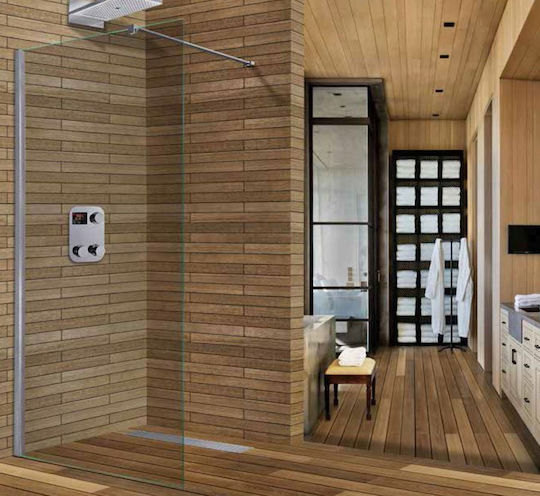 Aquarelle Walk-in Shower Screen with Sliding Door 100x185cm Clear Glass Chrome Aquarelle Walk-in Shower Screen with Sliding Door 100x185cm Clear Glass Chrome