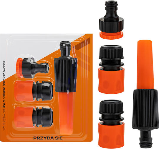 Set 4 Garden Hose Connectors 1/2" Quick Couplings Vergionic