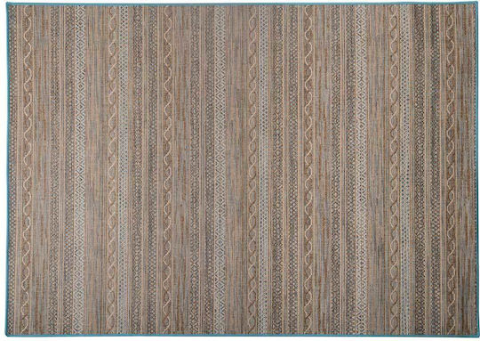 Modern Wohnzimmer Teppich Maschinengefertigt Korbweide 160×230 cm Decostar Beige Blau