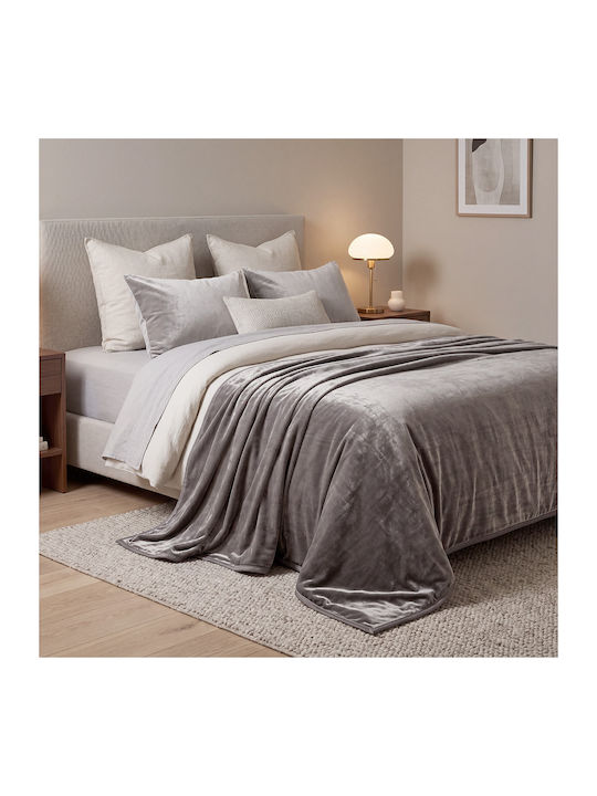 Beauty Home Velora Art 12550 Κουβέρτα Βελουτέ Υπέρδιπλη 220x240εκ. Γκρι
