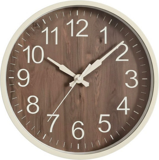 Wanduhr Kunststoff Hellbraun 30x3,5cm