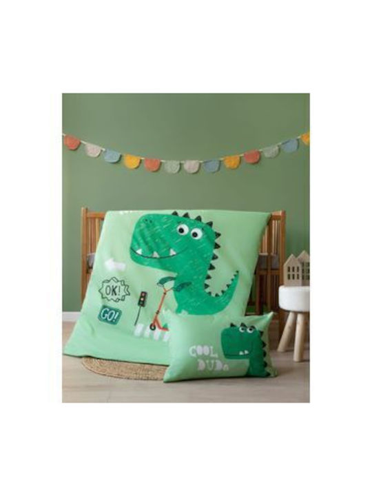 Detexpol Set Cearceaf Pentru Bebeluş Cu Faţă De Pernă Verde 90x120cm