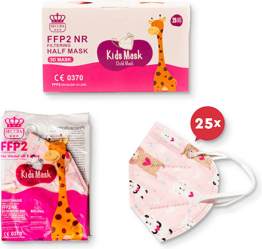 Secura Μάσκα Προστασίας FFP2 για Παιδιά Ροζ N-25PACK14 1τμχ