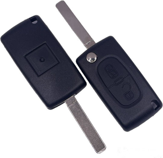 Carcasa Peugeot Citroen Telecomandă 2 Butoane Pliabilă Lamă Va2 Baterie Pe Carcasă Tip Întărit Inel Metalic Rezistență Mai Mare 1284-fwk