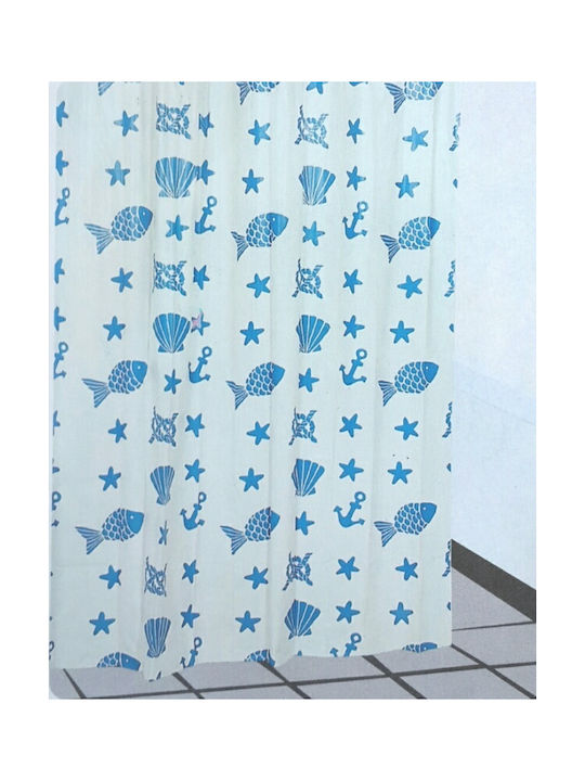 Debel Sea Life Shower Curtain 180x200cm Blue