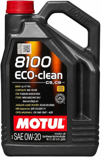 Motul 8100 Eco-clean Συνθετικό Λάδι Αυτοκινήτου 0W-20 5lt