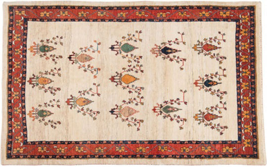Класическо Ръчно Изработено Килим Gabbeh Fein 126x200 См Decostar Екрю Оранжево
