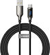 Veger Braided / LED USB 2.0 Cable USB-C male - USB-A 66W Μαύρο 1.2m AC1-XHJ