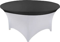 Elastic Tablecloth Cover Black Topper Round Tables 180cm Diameter
