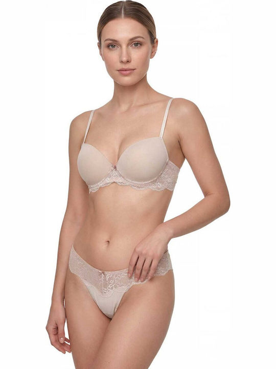 Women's Brazil Seamless Briefs With Pink Lace