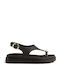 Leather Women's Flat Sandals Flatforms Black