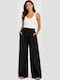 Women's High Rise Pantaloons with Rubber Band in Loose Fit Black