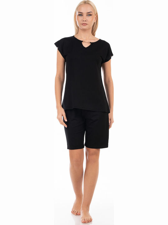 Secret Point Secret Point Sommer Damen Schlafanzug Set Schwarz Secret Point Secret Point Sommer Damen Schlafanzug Set Schwarz