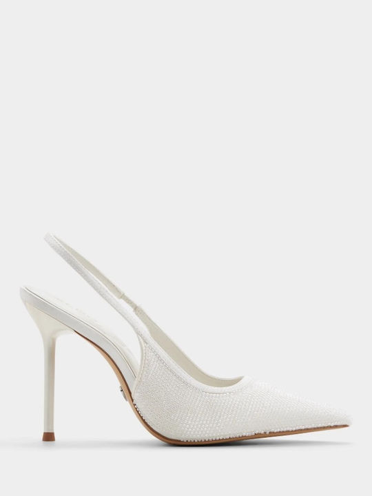 Spitze Zehen Pumps mit Hohem Absatz in Creme