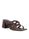 Mules With High Heel In Brown Colour