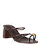 Mules With High Heel In Brown Colour