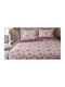 King Size Bed Sheets Set With Rubber Hugger 240x260cm Blossom Lilac 4 Pieces