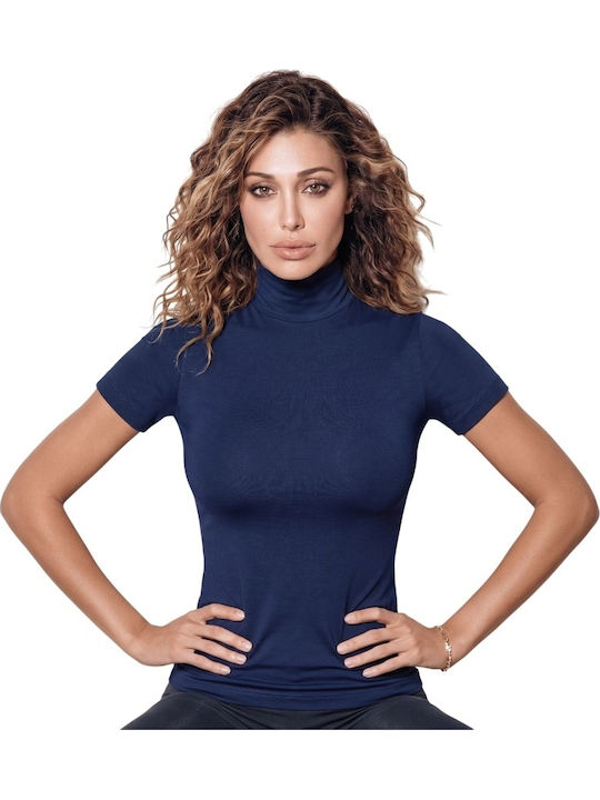 Jadea Short Sleeve Navy Blue Women's Turtleneck...