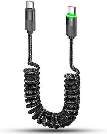 Charging Data Transfer Cable Fast Charge 100w Digikalax 480mbps 1.8m Smart Led Nylon Usb-c To Type-c Black