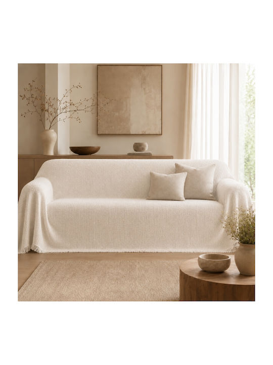 My Home Luxury Throws Set 3 Pcs Ecru