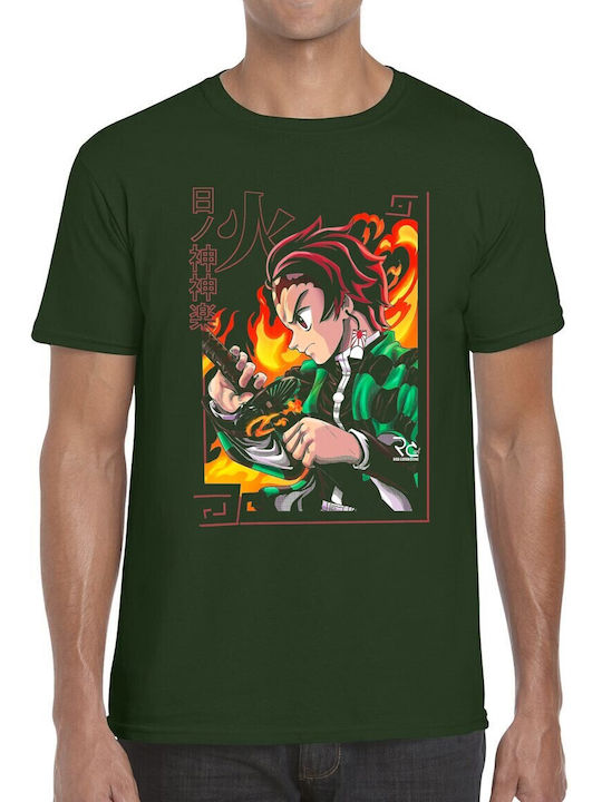 T-shirt Anime Character Illustration Flames Swo...