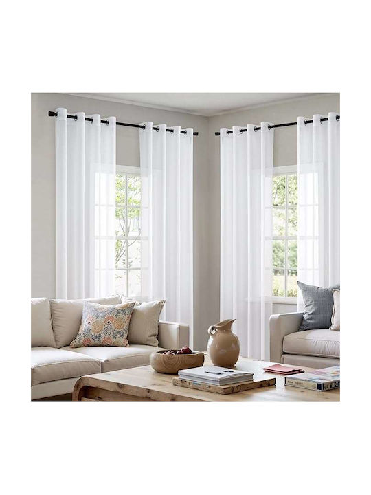 Miulee Σετ Κουρτίνες με Τρουκς White 140x185εκ.