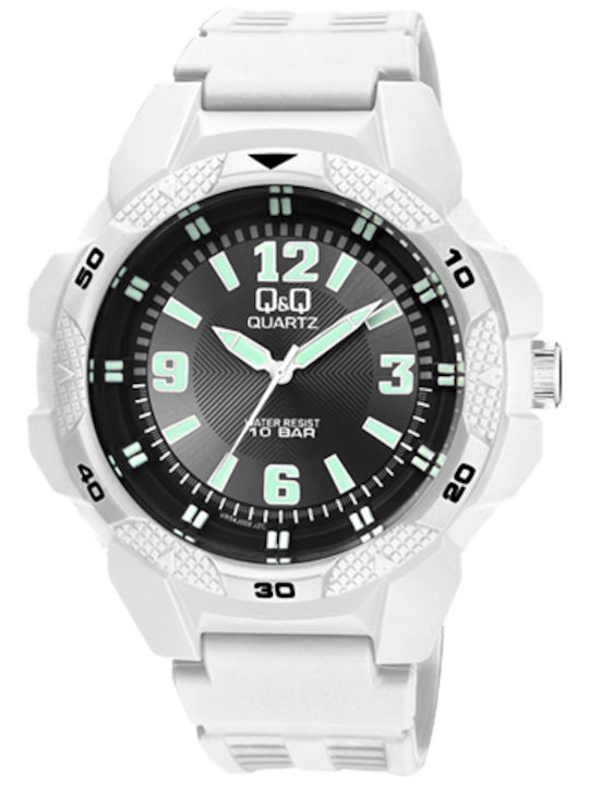 Q&Q Ανδρικό Ρολόι 48mm Μπαταρίας με Ασημί Καουτ...