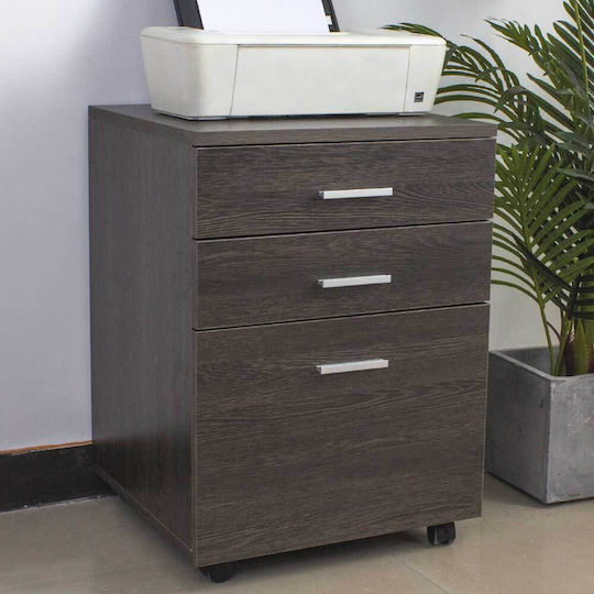 Office Drawer Cabinet from MDF & Metal in Brown Colour, 46.5x45x64cm