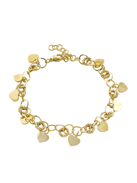 Loisir Women's Bracelet with Heart Design in Gold Plated Stainless Steel 16cm