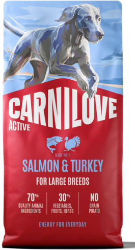 Carnilove 4kg Dry Dog Food Grain-Free for Adult Dogs of Large Breeds with Salmon, Turkey, Pumpkin and Apple
