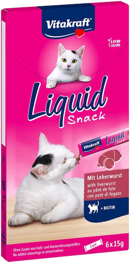 Vitakraft Liquid Snack Liver Biotin A Treat Cats 6x15g