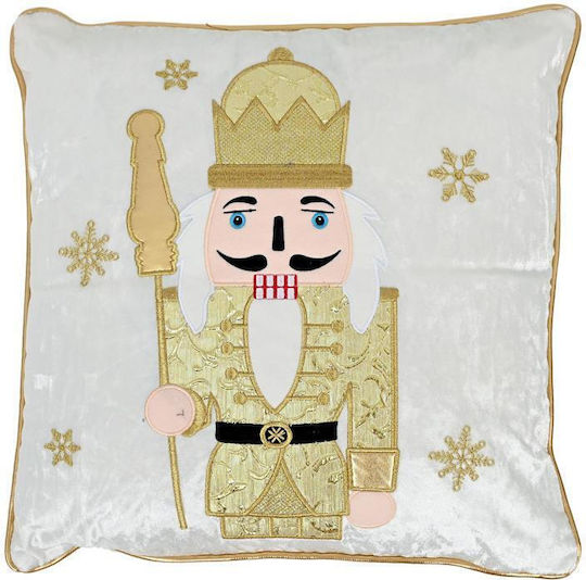 Christmas Decorative Pillow Nutcracker Fylliana Fl1133 White-Gold 42x42cm