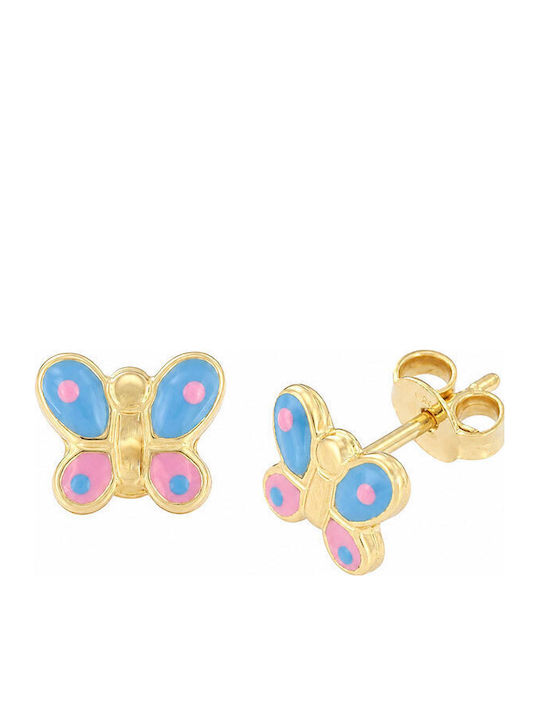 Ios Hypoallergenic Kids Earrings Studs Butterflies From 9K Gold